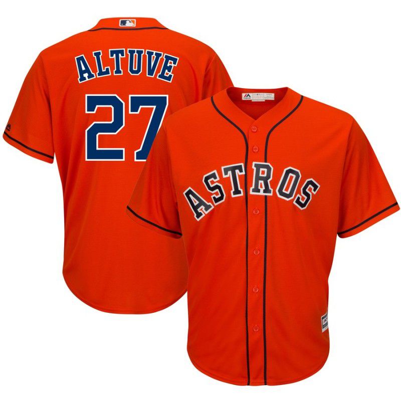 Men Houston Astros #27 Altuve Orange Game MLB Jersey